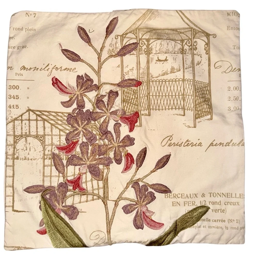 Floral Embroidered Beige Decorative Pillow Covers - Set of 2